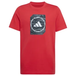 T-shirt rossa da Bambino con logo frontale stampato adidas