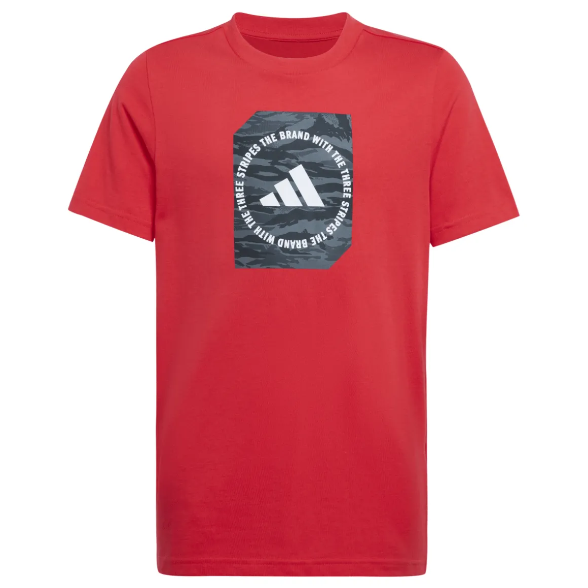 T-shirt rossa da Bambino con logo frontale stampato adidas