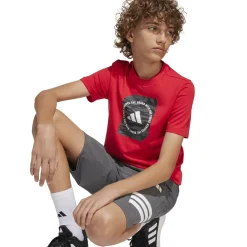 T-shirt rossa da Bambino con logo frontale stampato adidas