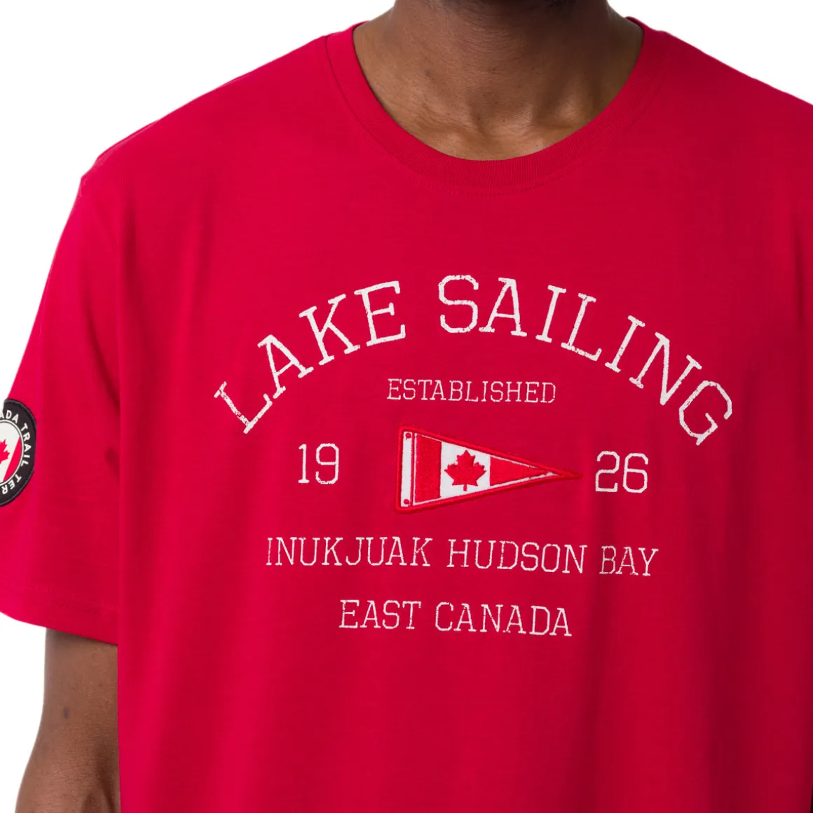 T-Shirt rossa da Uomo con stampa frontale in contrasto Canada Trail