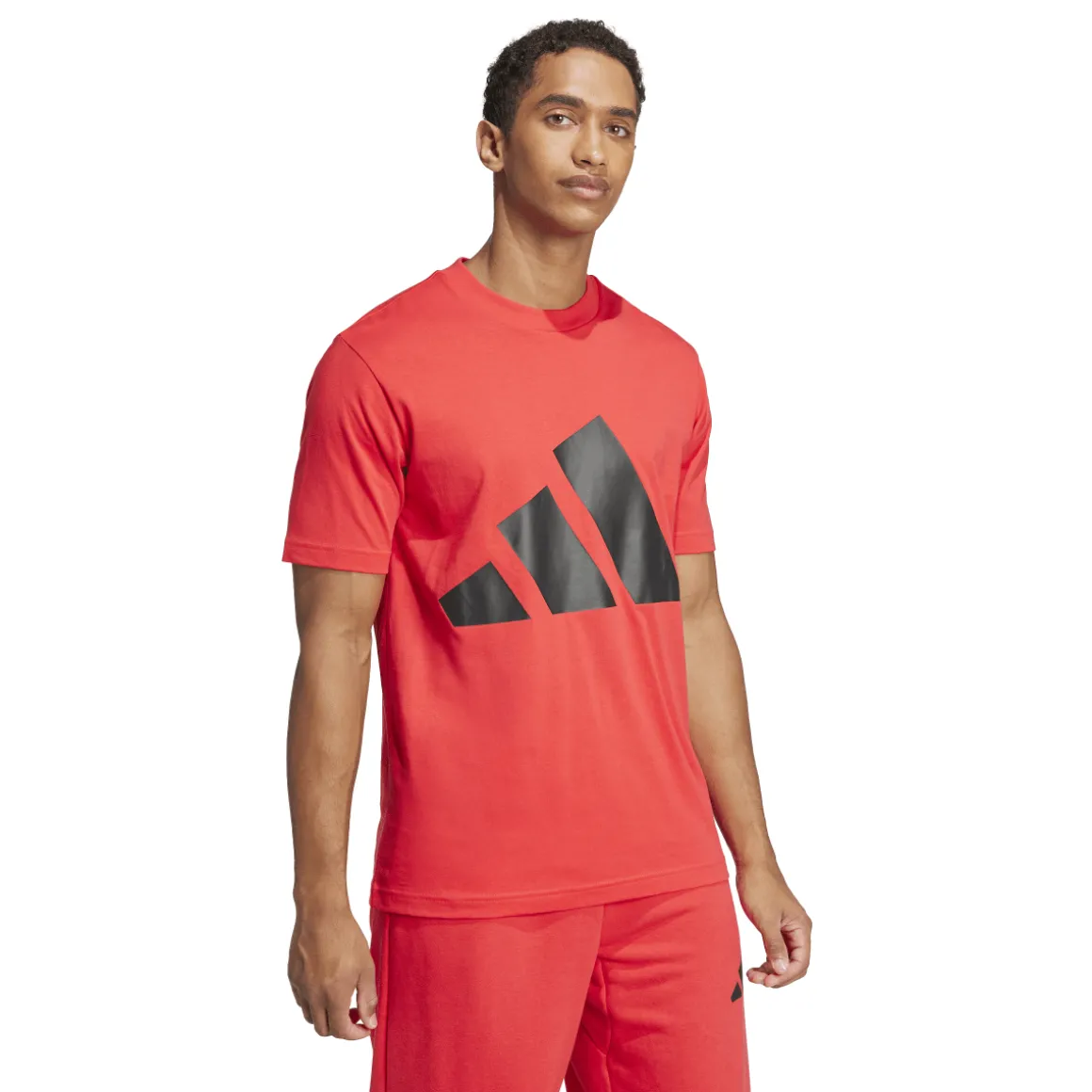 T-shirt rossa da Uomo con logo frontale in contrasto adidas