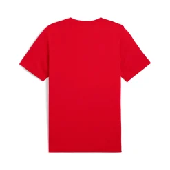 T-shirt rossa da Uomo in cotone con logo frontale in contrasto Puma