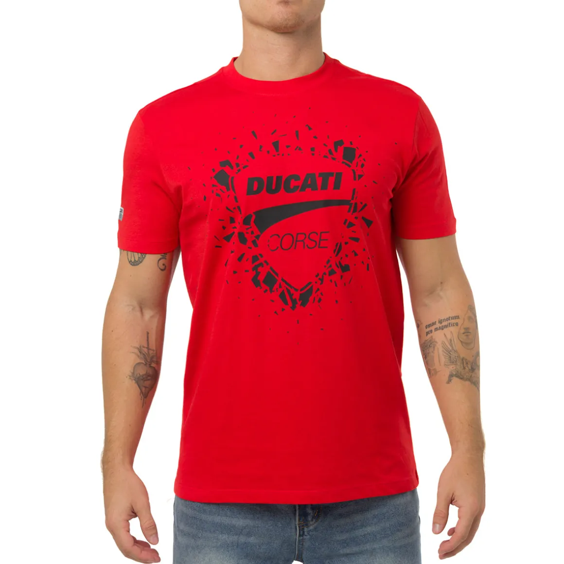 T-shirt rossa in cotone da Uomo con stampa Ducati Corse