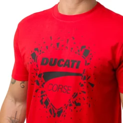 T-shirt rossa in cotone da Uomo con stampa Ducati Corse