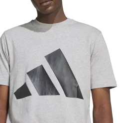 T-shirt sportiva da uomo grigia adidas con logo nero
