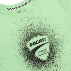 T-shirt verde da bambino e ragazzo in cotone Ducati Corse con stampa