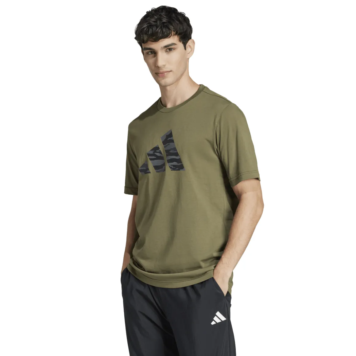 T-shirt verde da Uomo con logo frontale stampato adidas