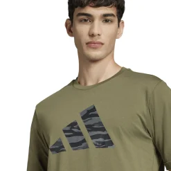 T-shirt verde da Uomo con logo frontale stampato adidas