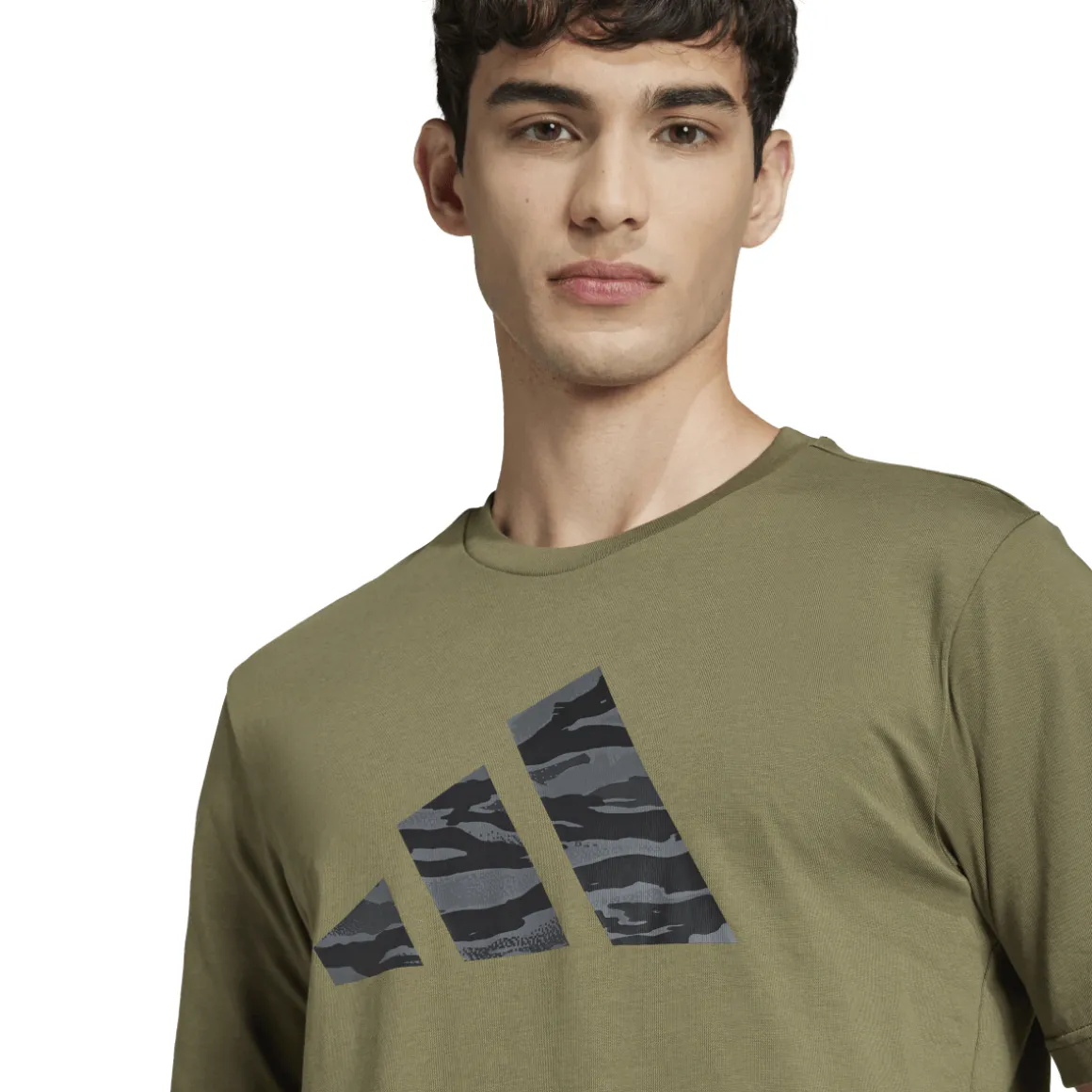 T-shirt verde da Uomo con logo frontale stampato adidas