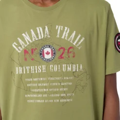 T-Shirt verde da Uomo con stampa frontale in contrasto Canada Trail