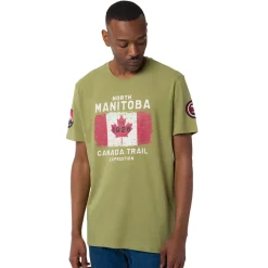 T-Shirt verde da Uomo con stampa frontale in contrasto Canada Trail