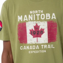 T-Shirt verde da Uomo con stampa frontale in contrasto Canada Trail