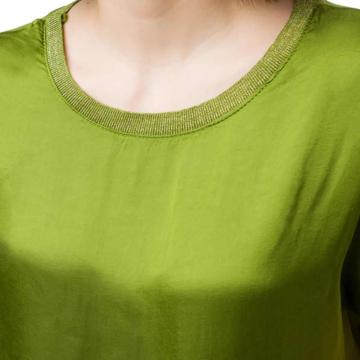 T-shirt verde elegante da Donna con dettaglio glitter