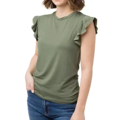 T-shirt Verde militare da Donna con dettaglio sulla maniche Swish Jeans