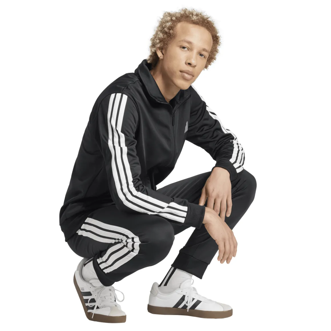 Tuta sportiva nera da Uomo con tre strisce adidas M 3S TR TT TS