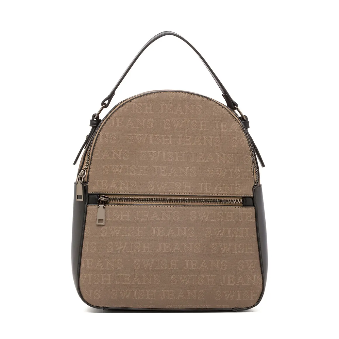 Zaino Beige da Donna con Logo All Over e Doppia Zip Swish Jeans