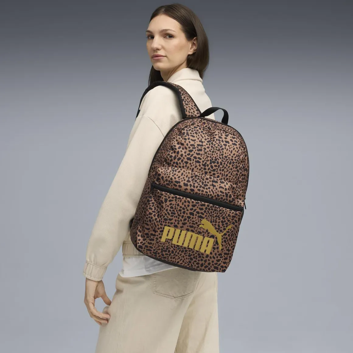 Zaino con fantasia animalier leopardata da Donna Puma