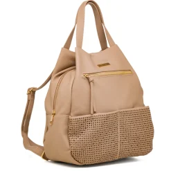 Zaino da donna beige con dettagli traforati Lora Ferres
