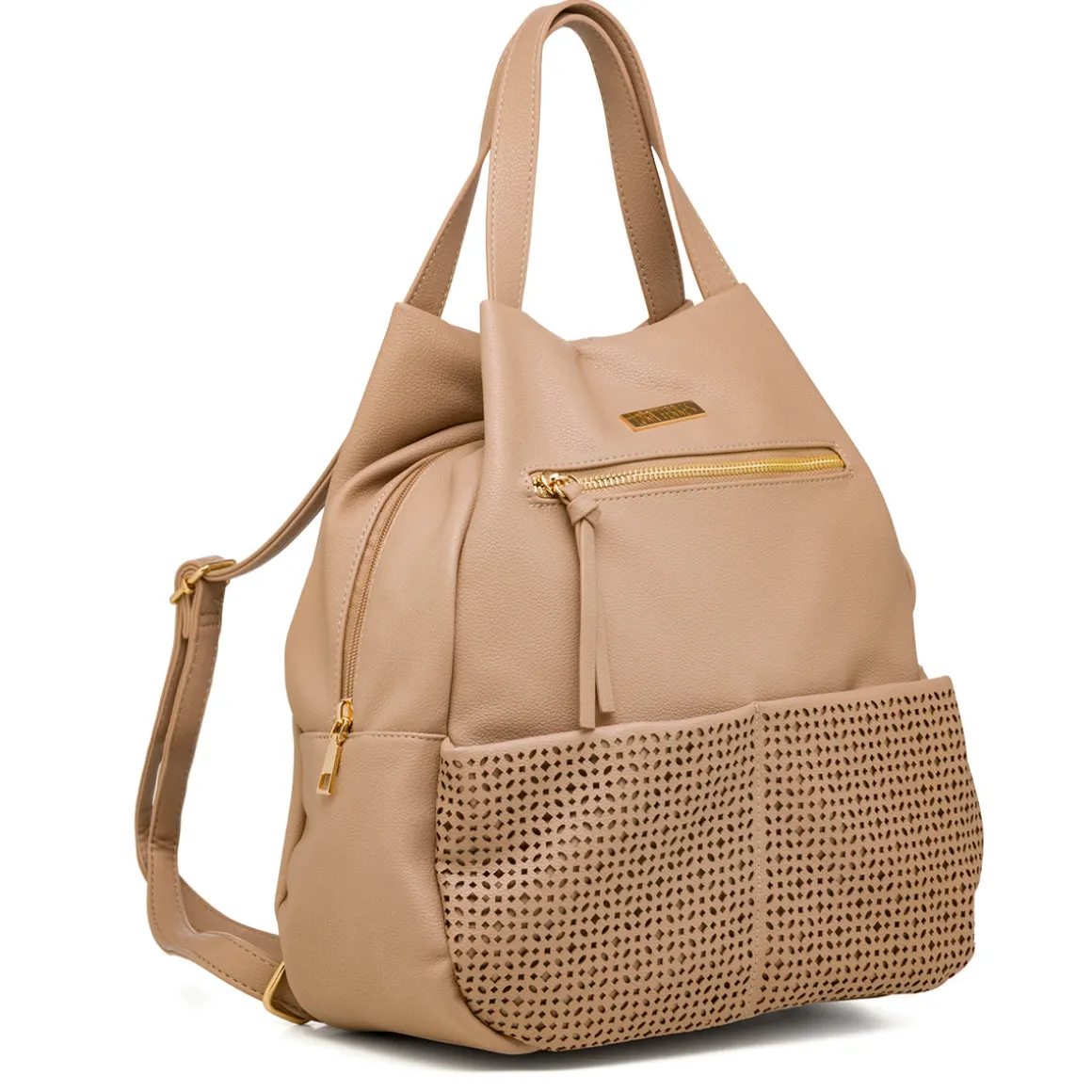 Zaino da donna beige con dettagli traforati Lora Ferres