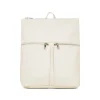 Zaino da donna bianco con tasche esterne e logo Lora Ferres