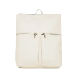 Zaino da donna bianco con tasche esterne e logo Lora Ferres
