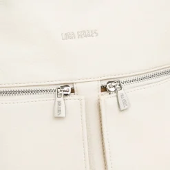 Zaino da donna bianco con tasche esterne e logo Lora Ferres