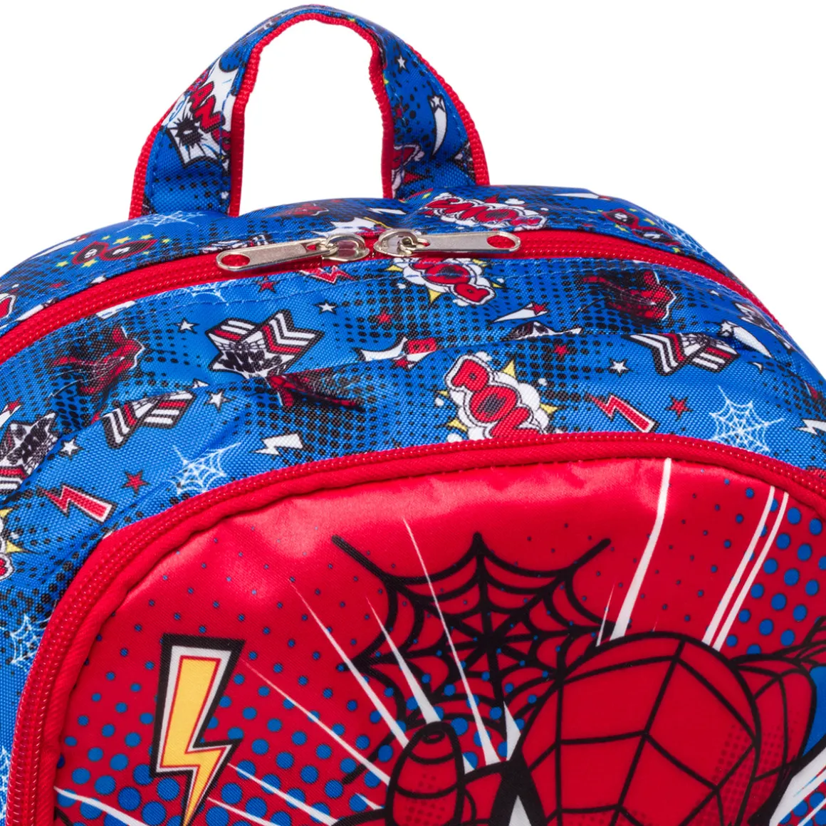 Zaino da scuola medio rosso e blu con stampa Spiderman
