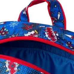 Zaino da scuola medio rosso e blu con stampa Spiderman
