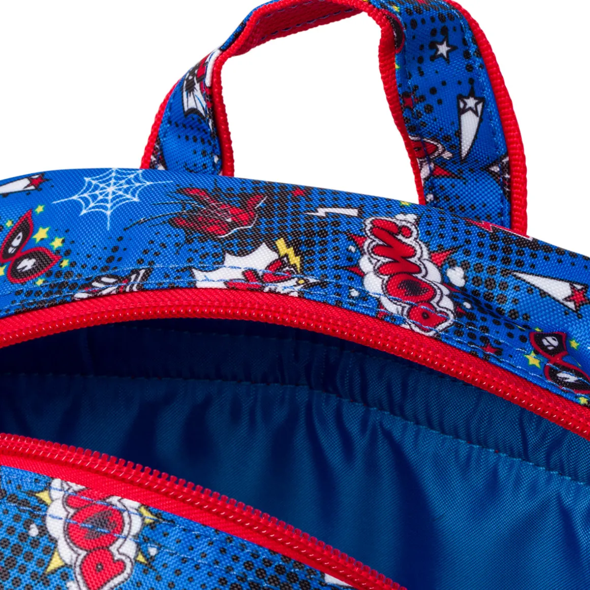 Zaino da scuola medio rosso e blu con stampa Spiderman