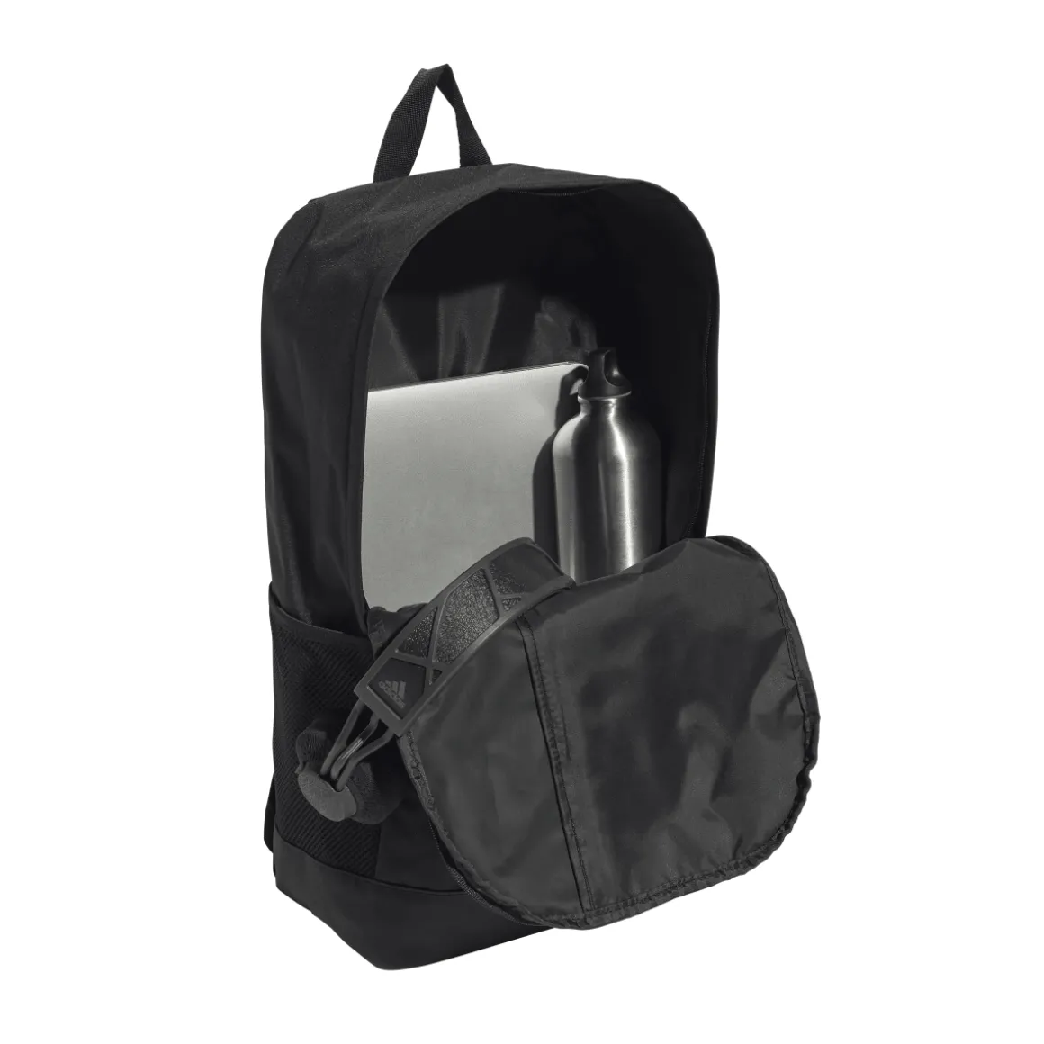 Zaino nero con tasca e logo frontale adidas