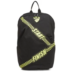 Zaino sportivo nero con dettagli giallo fluo e logo Ducati Corse
