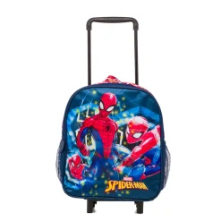 Zaino trolley da scuola blu e rosso con stampa Spiderman