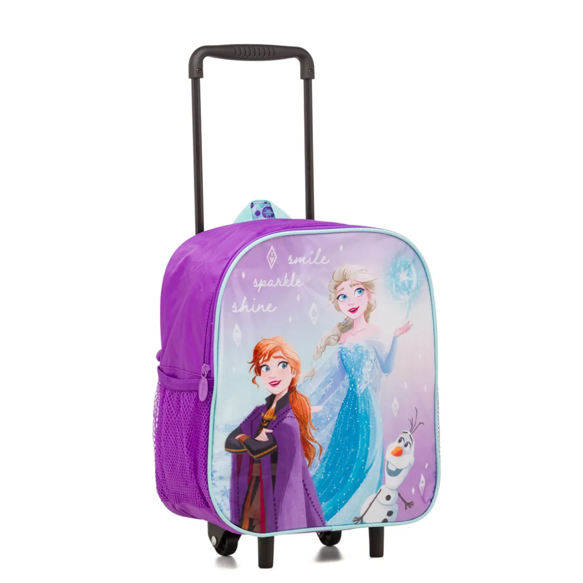 Zaino trolley da scuola viola e lilla con stampa Frozen